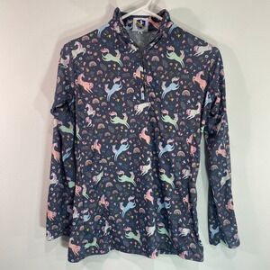 Royal‎ Highness Equestrian Pullover Unicorns Rainbows Athletic Top XL 1/4 Zip